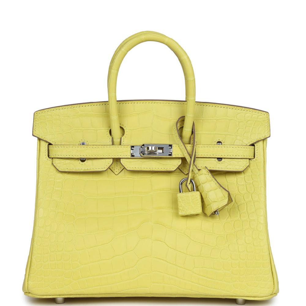 Hermes Birkin 25 Lime Matte Alligator Palladium Hardware Hermes Birkin 25 Lime Matte Alligator Palladium Hardware