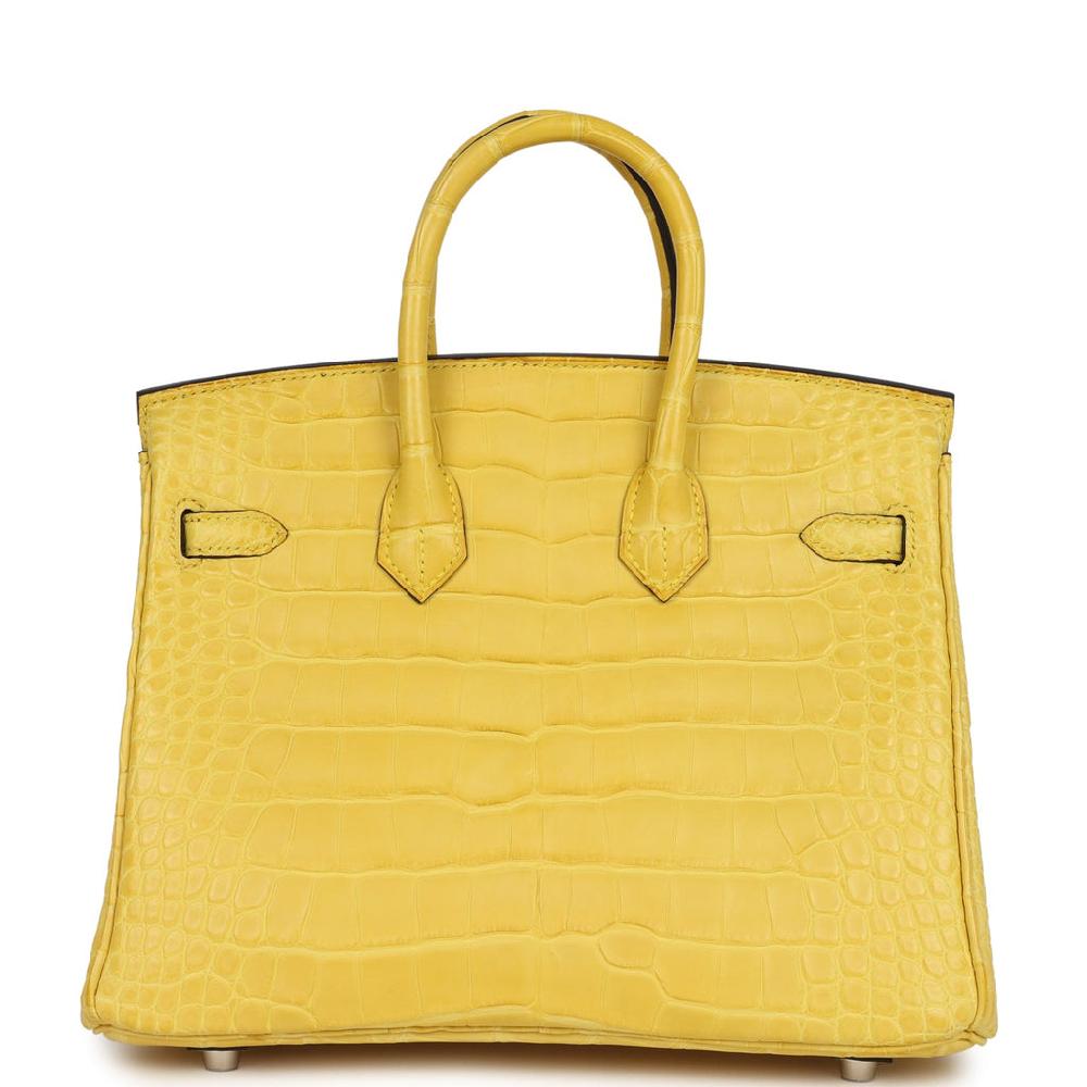 Hermes Birkin 25 Mimosa Matte Alligator Palladium Hardware