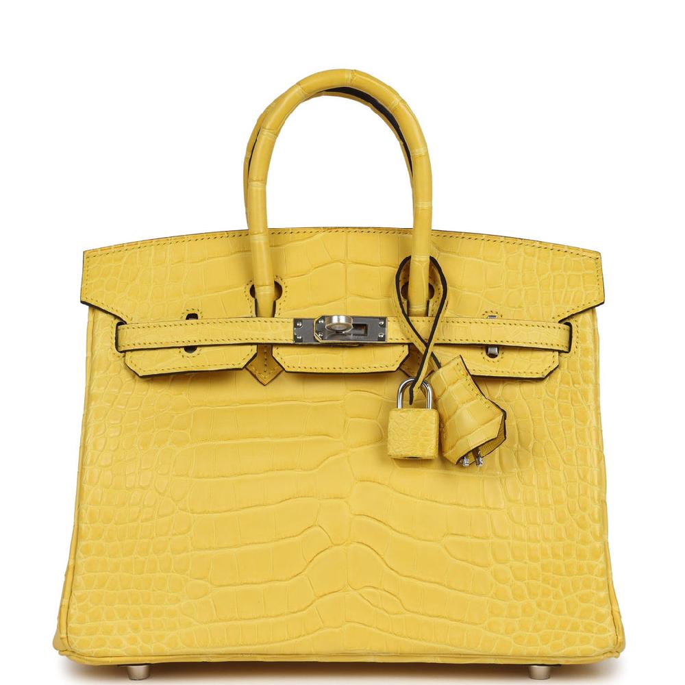 Hermes Birkin 25 Mimosa Matte Alligator Palladium Hardware Hermes Birkin 25 Mimosa Matte Alligator Palladium Hardware