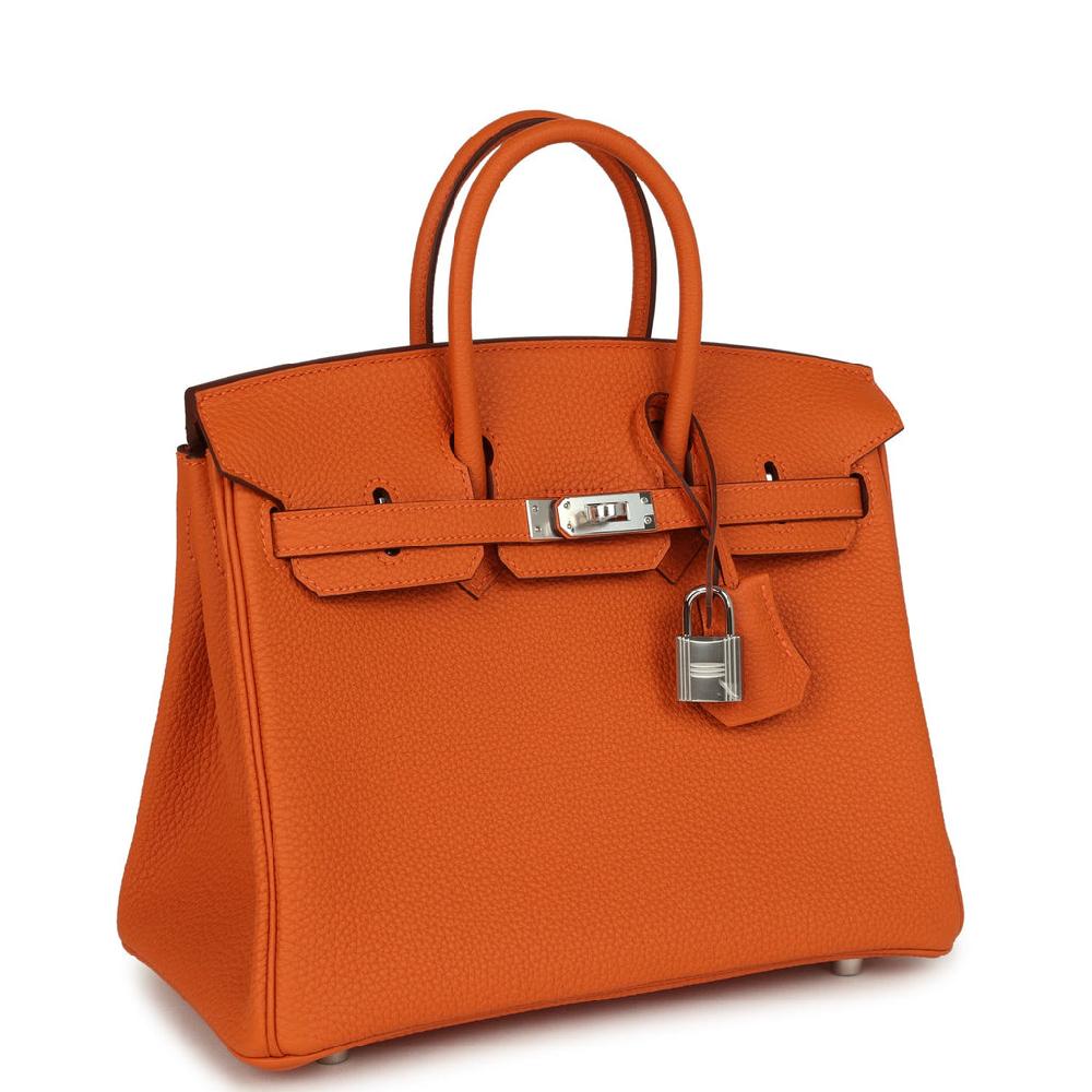 Hermes Birkin 25 Orange Togo Palladium Hardware
