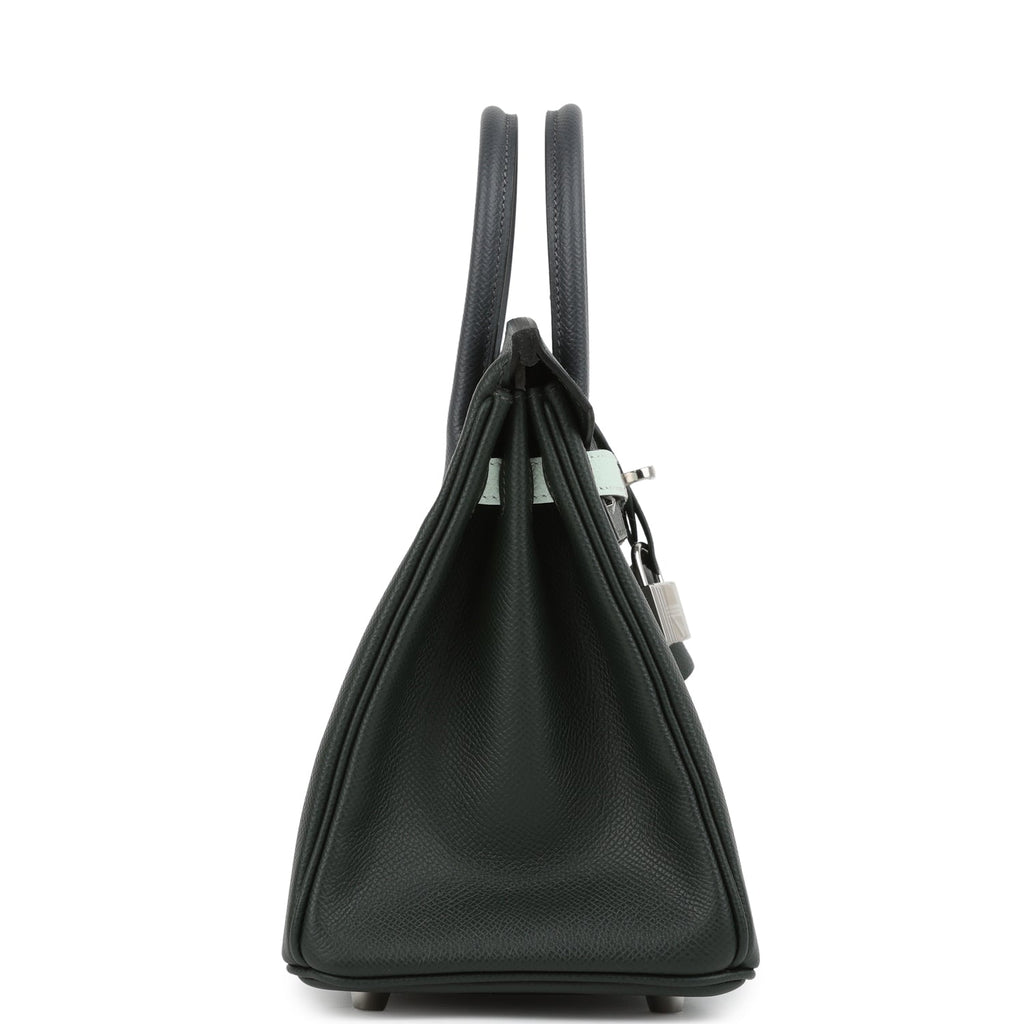 Hermes Birkin 25 Tricolor Vert Fonce Ardoise And Vert Peppermint Epsom Palladium Hardware