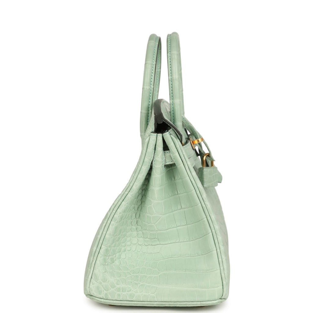 Hermes Birkin 25 Vert D'Eau Matte Porosus Crocodile Gold Hardware