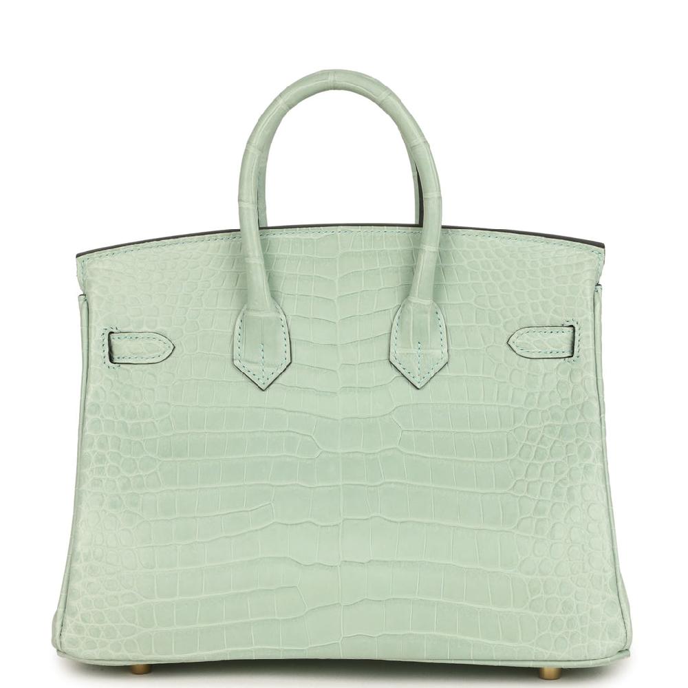 Hermes Birkin 25 Vert D'Eau Matte Porosus Crocodile Gold Hardware