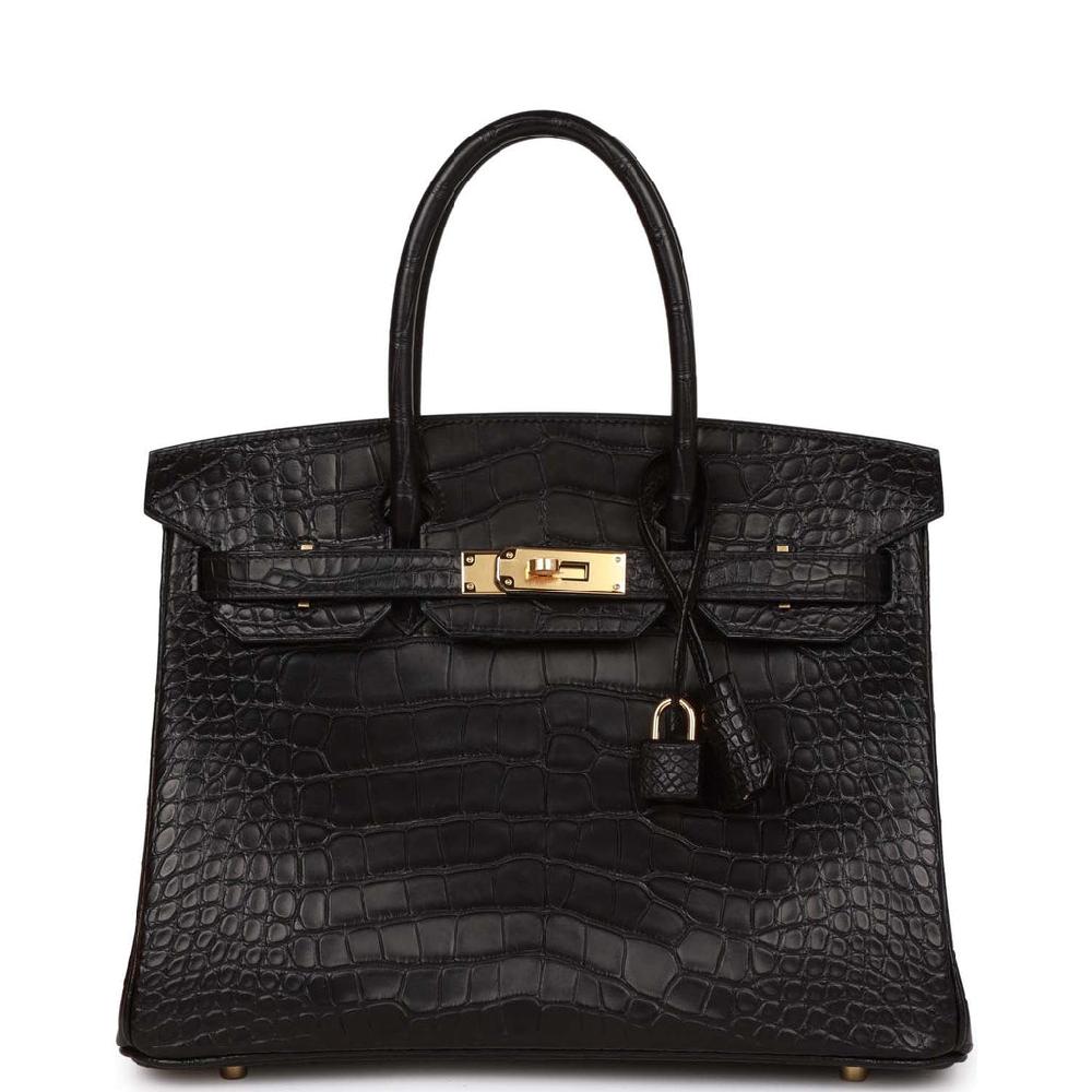 Hermes Birkin 30 Black Matte Alligator Gold Hardware