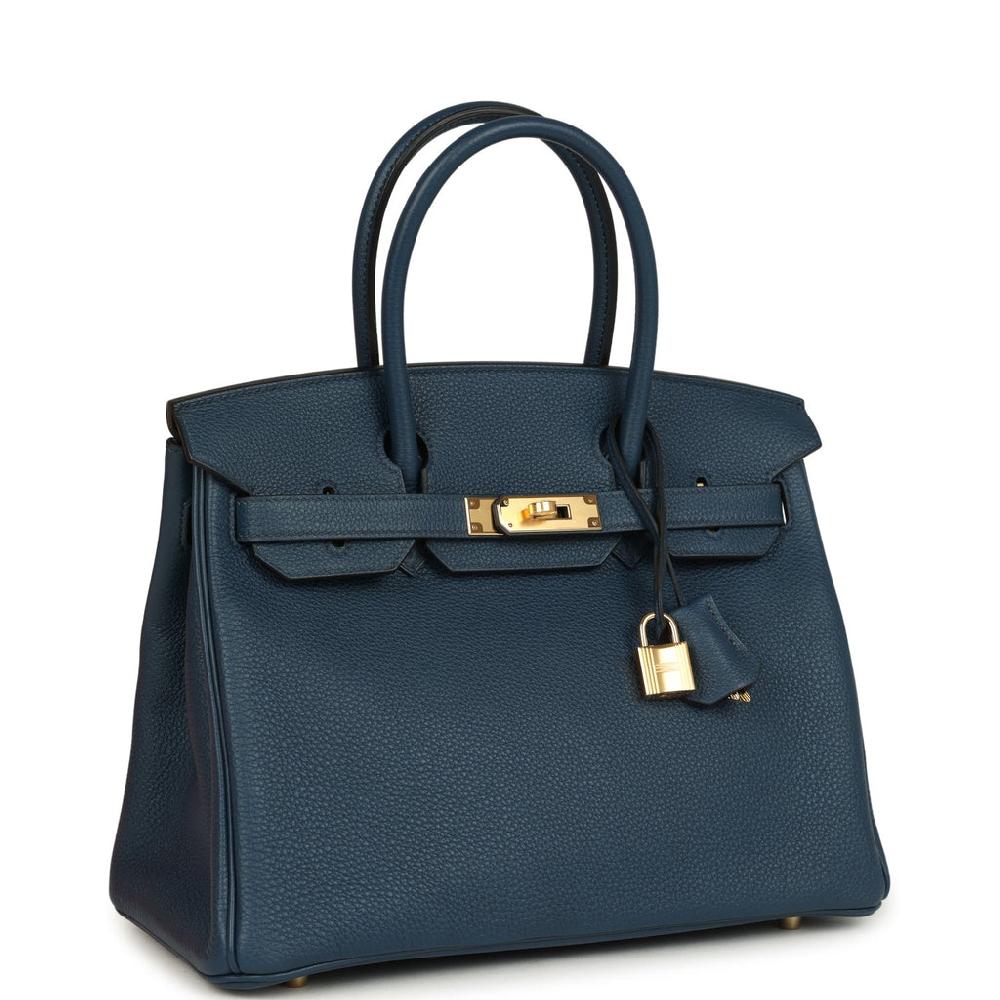 Hermes Birkin 30 Bleu De Prusse Togo Gold Hardware