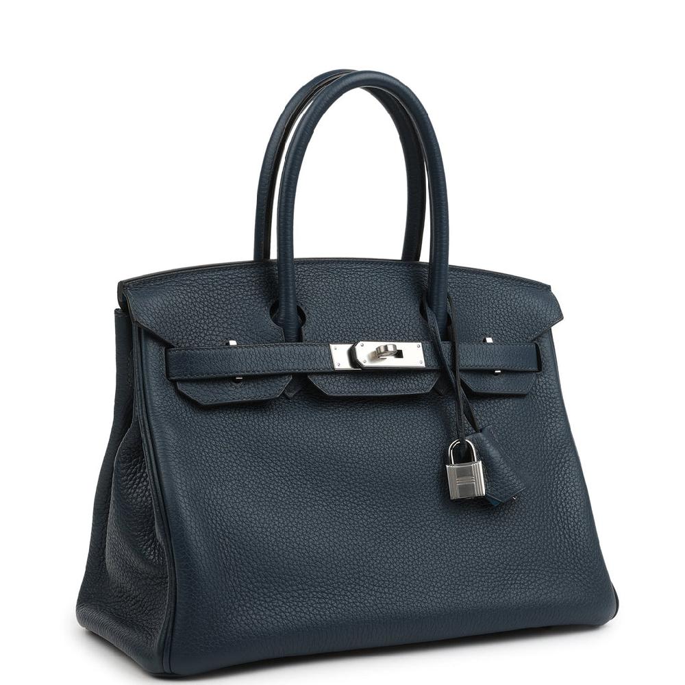 Hermes Birkin 30 Bleu De Prusse Verso Clemence Palladium Hardware