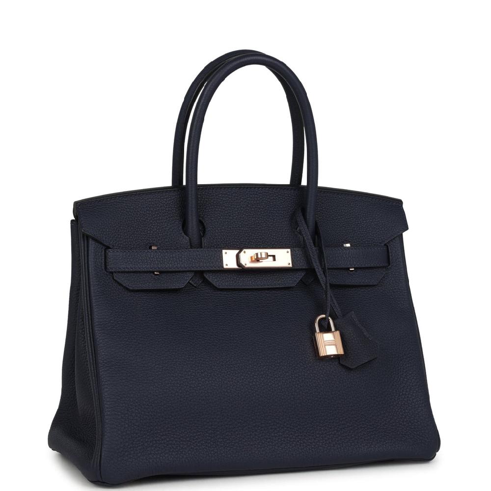 Hermes Birkin 30 Bleu Nuit Togo Rose Gold Hardware