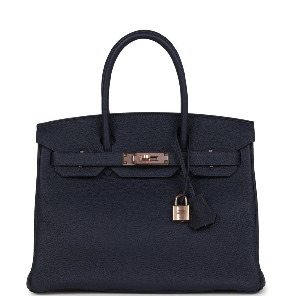 Hermes Birkin 30 Bleu Nuit Togo Rose Gold Hardware