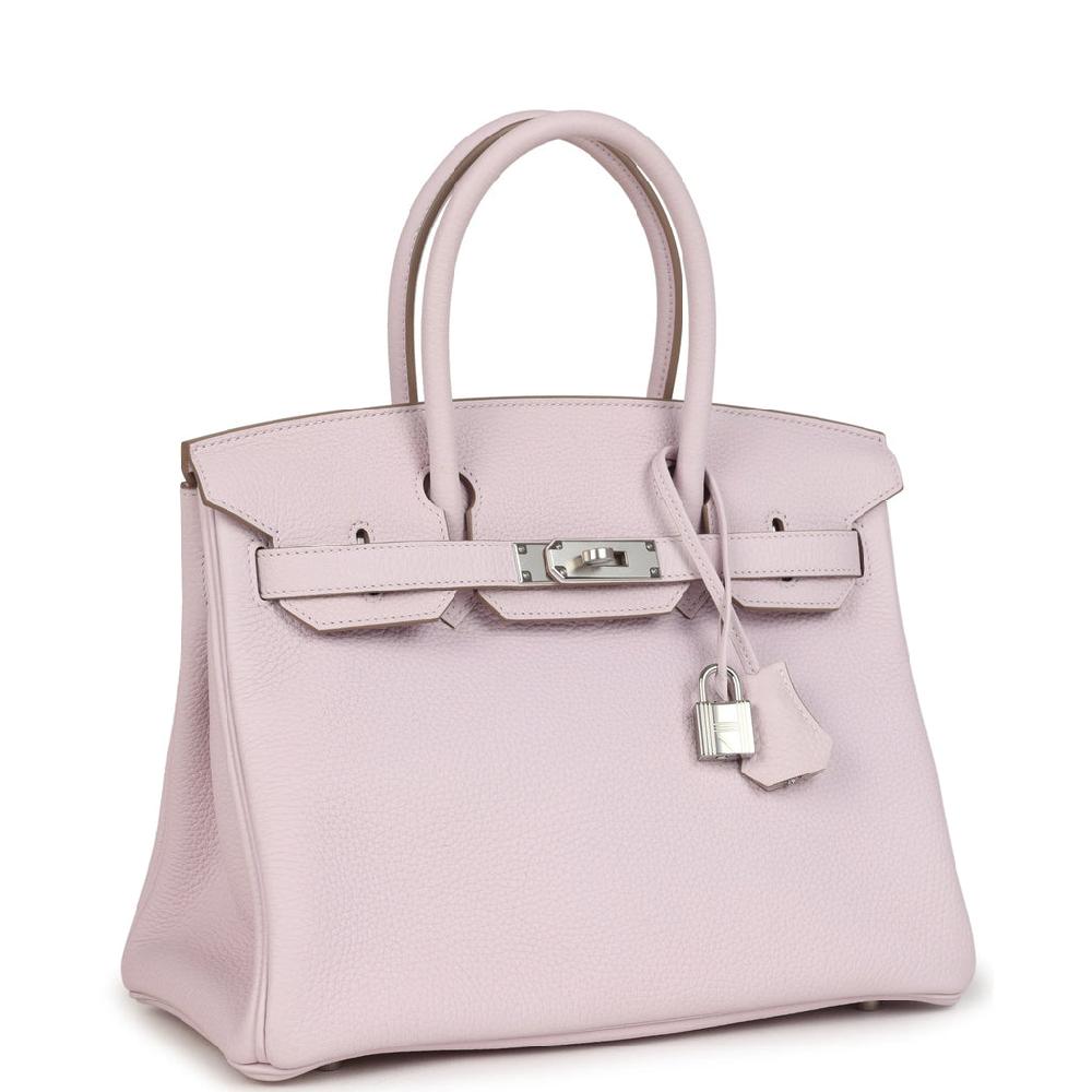 Hermes Birkin 30 Mauve Pale Clemence Palladium Hardware