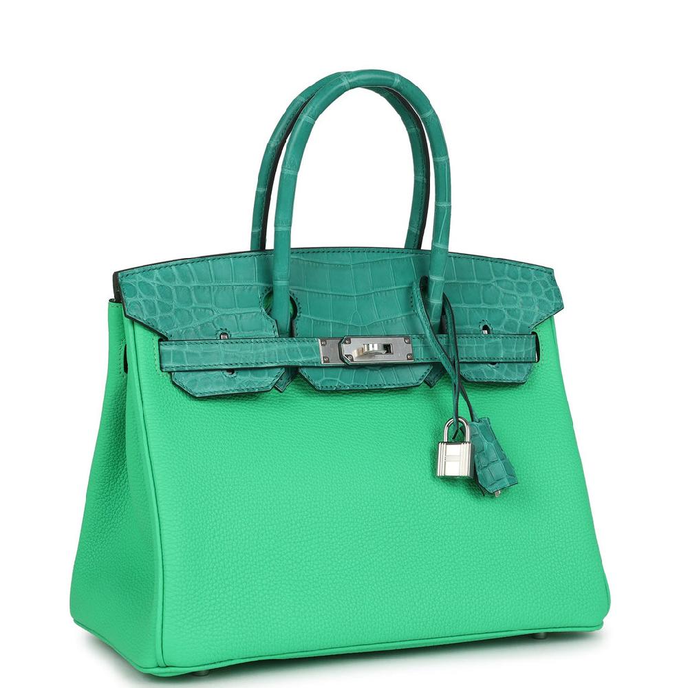 Hermes Birkin 30 Vert Comics Togo And Vert Jade Niloticus Crocodile Touch Palladium Hardware