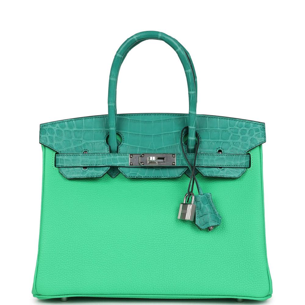 Hermes Birkin 30 Vert Comics Togo and Vert Jade Niloticus Crocodile Touch Palladium Hardware