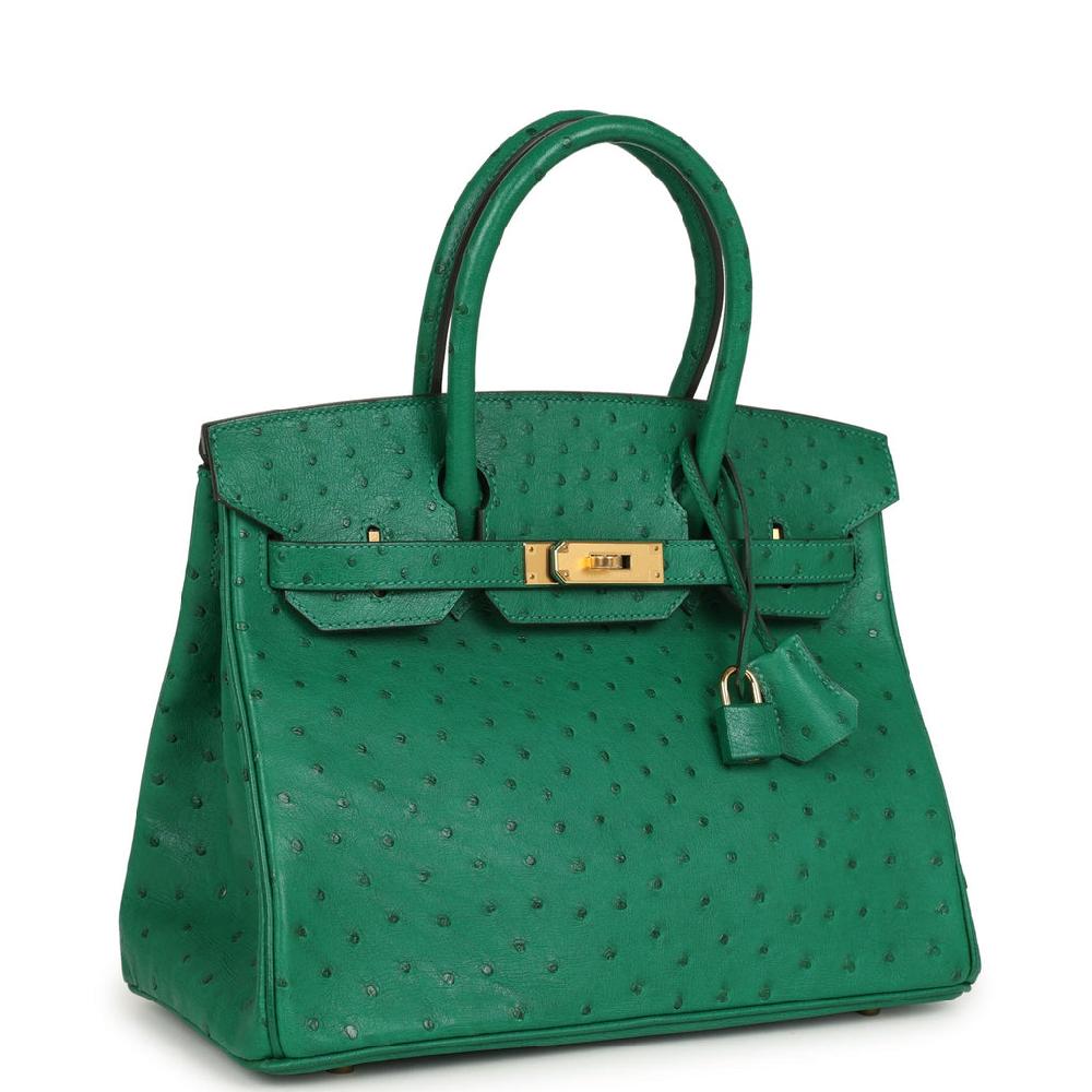 Hermes Birkin 30 Vert Vertigo Ostrich Gold Hardware
