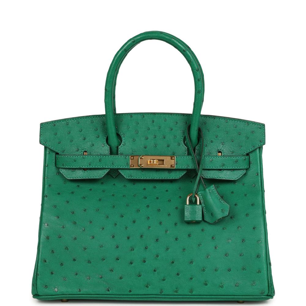 Hermes Birkin 30 Vert Vertigo Ostrich Gold Hardware