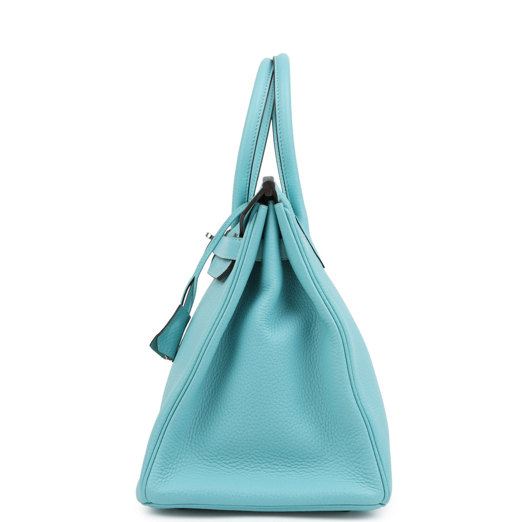 Hermes Birkin 35 Bleu Atoll Clemence Palladium Hardware