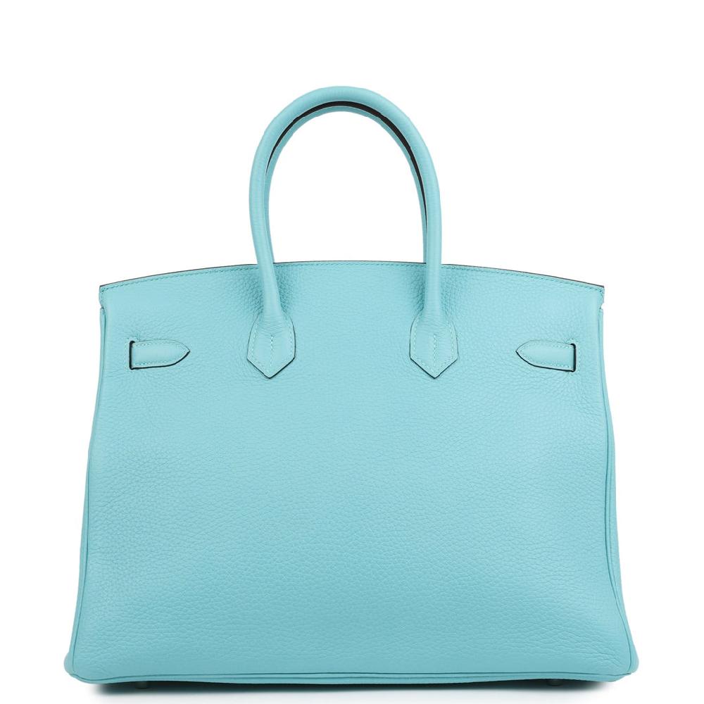 Hermes Birkin 35 Bleu Atoll Clemence Palladium Hardware