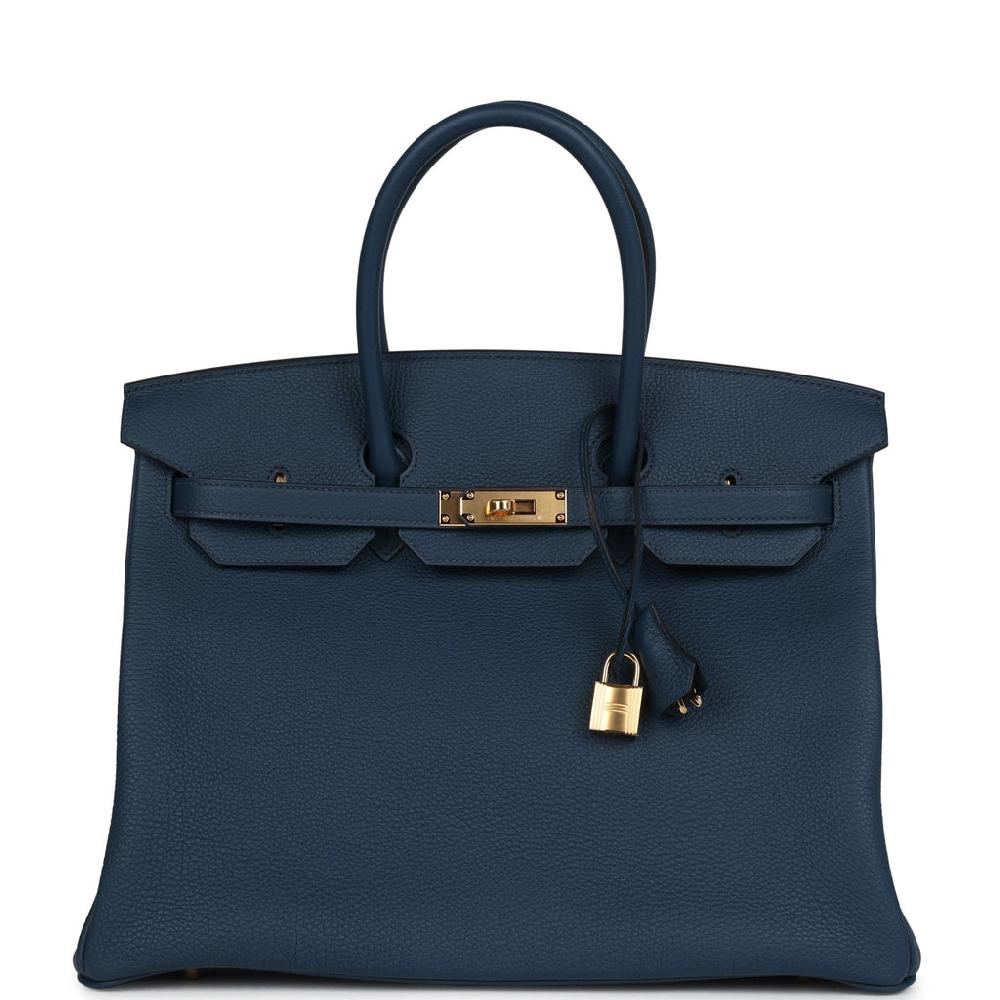 Hermes Birkin 35 Bleu De Prusse Togo Gold Hardware