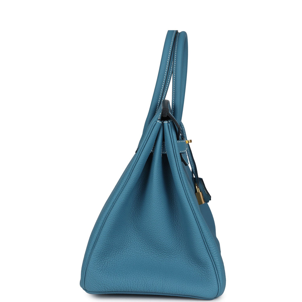 Hermes Birkin 35 Blue Jean Togo Gold Hardware