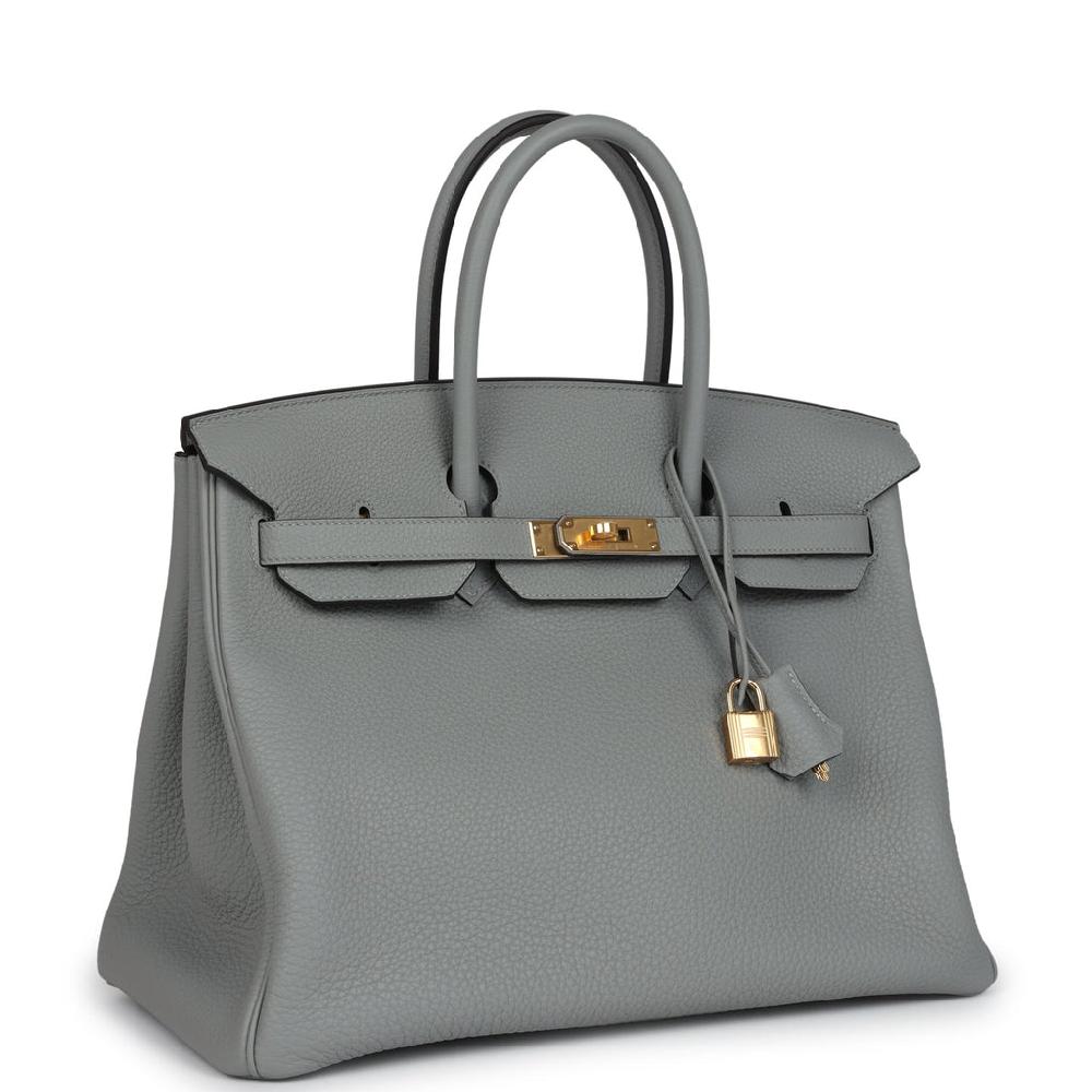 Hermes Birkin 35 Gris Mouette Togo Gold Hardware