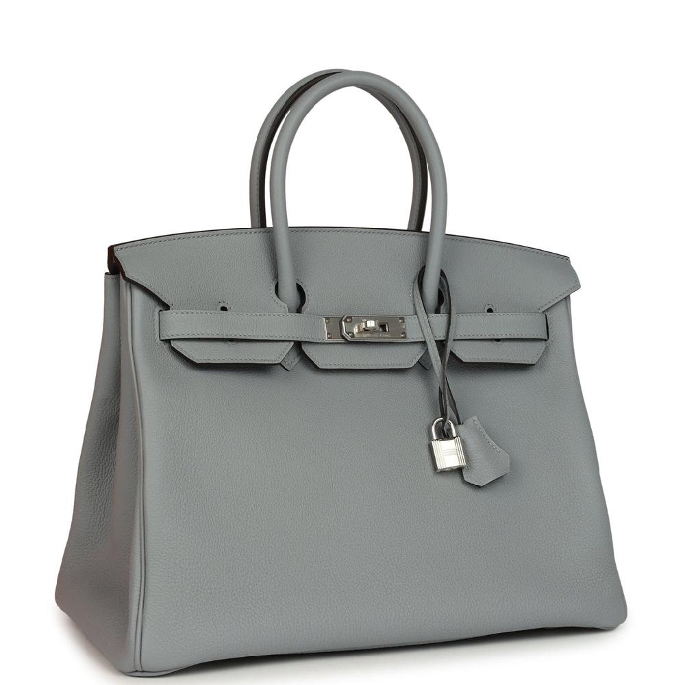 Hermes Birkin 35 Gris Pantin Togo Palladium Hardware