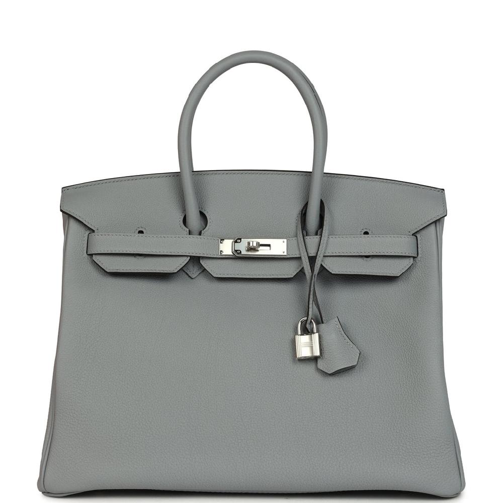 Hermes Birkin 35 Gris Pantin Togo Palladium Hardware