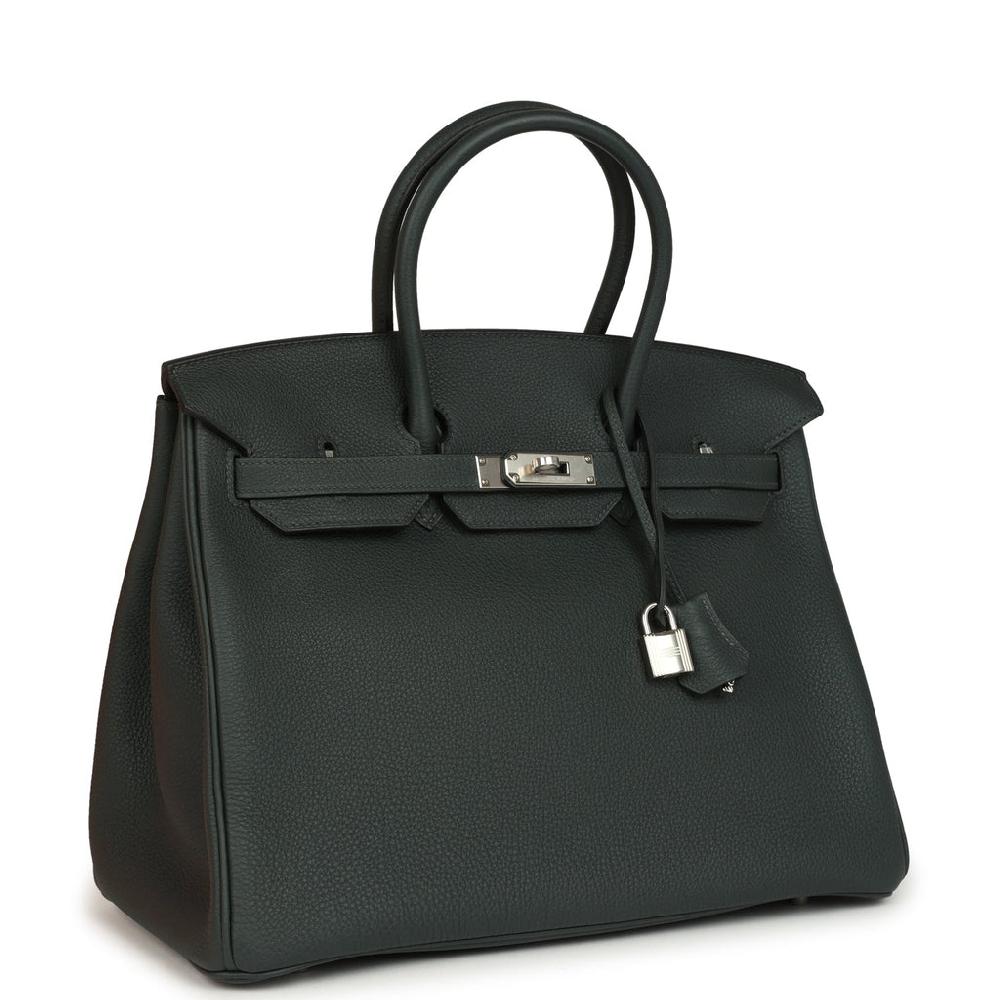 Hermes Birkin 35 Vert Fonce Togo Palladium Hardware