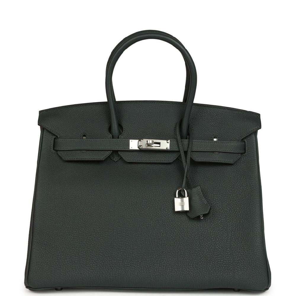 Hermes Birkin 35 Vert Fonce Togo Palladium Hardware