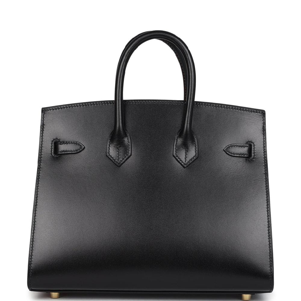 Hermes Birkin Sellier 25 Black Box Gold Hardware