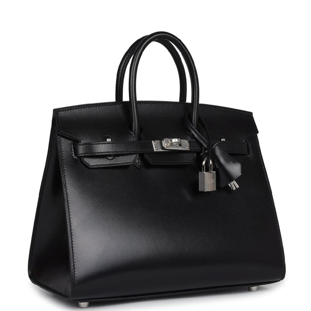 Hermes Birkin Sellier 25 Black Box Palladium Hardware