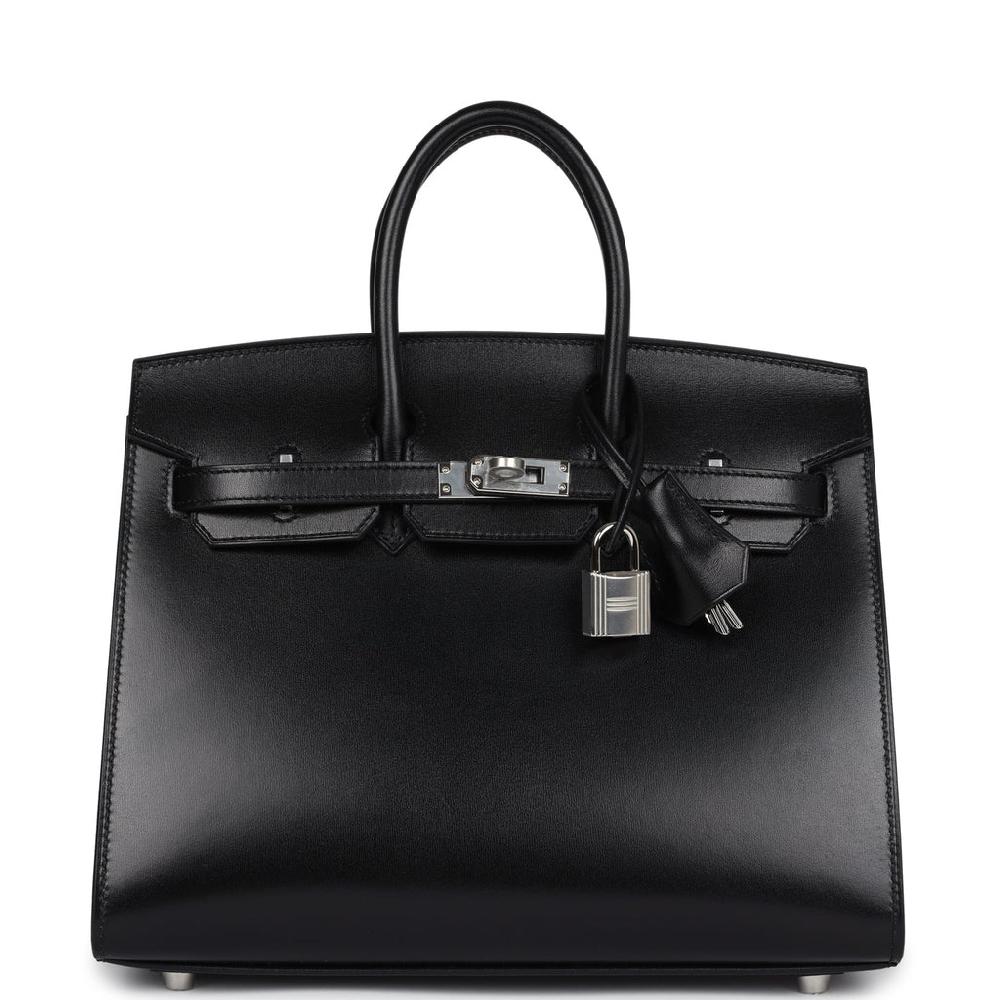 Hermes Birkin Sellier 25 Black Box Palladium Hardware