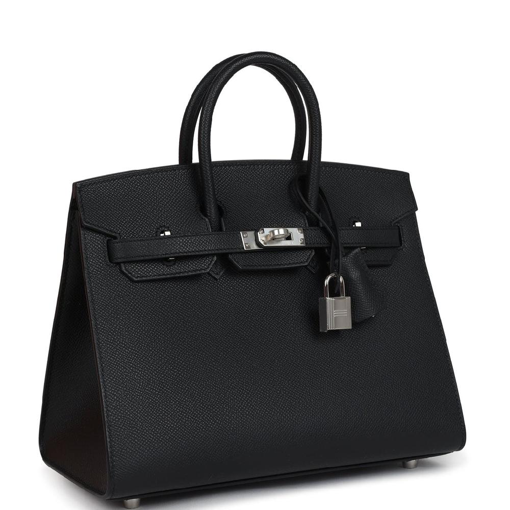 Hermes Birkin Sellier 25 Black Epsom Palladium Hardware