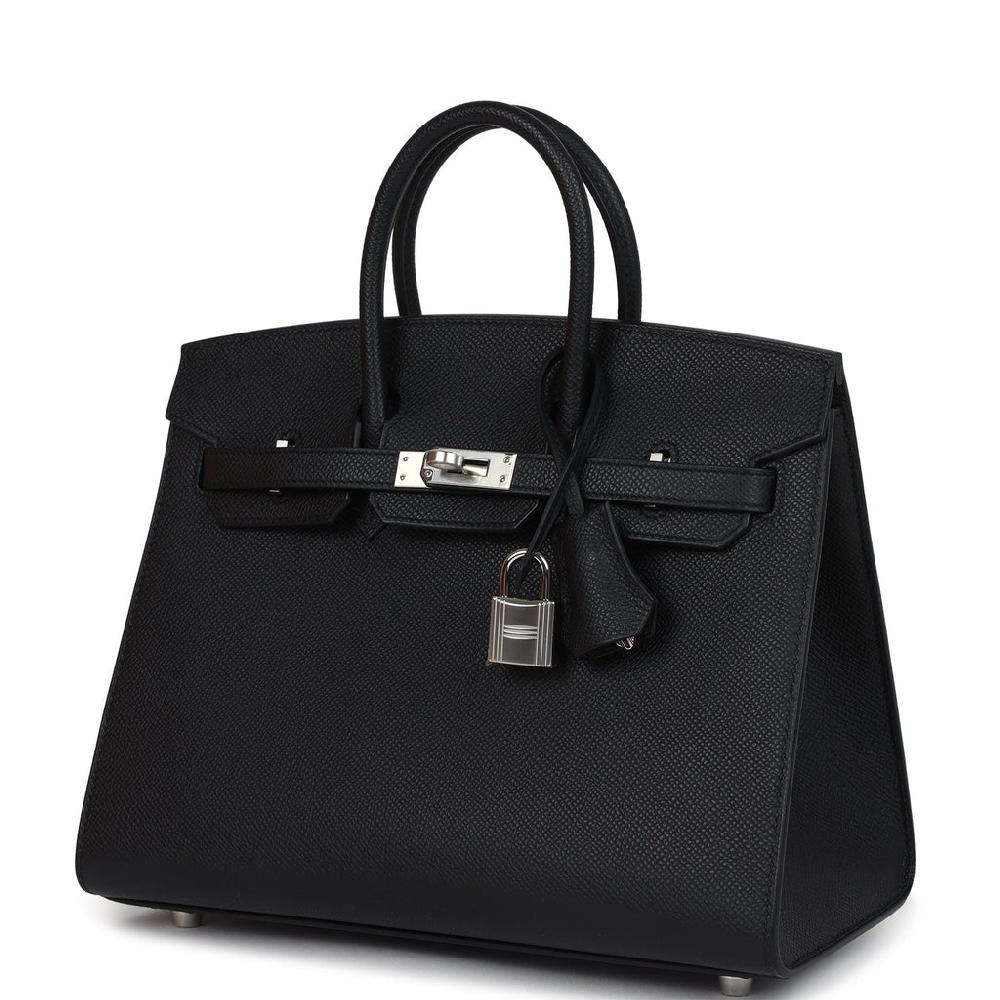 Hermes Birkin Sellier 25 Black Epsom Palladium Hardware