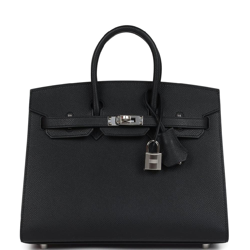 Hermes Birkin Sellier 25 Black Epsom Palladium Hardware