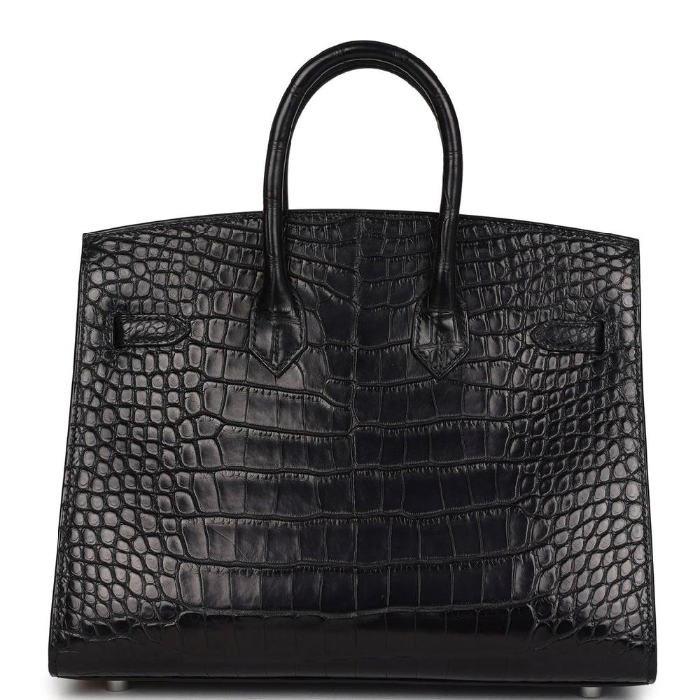 Hermes Birkin Sellier 25 Black Matte Alligator Palladium Hardware