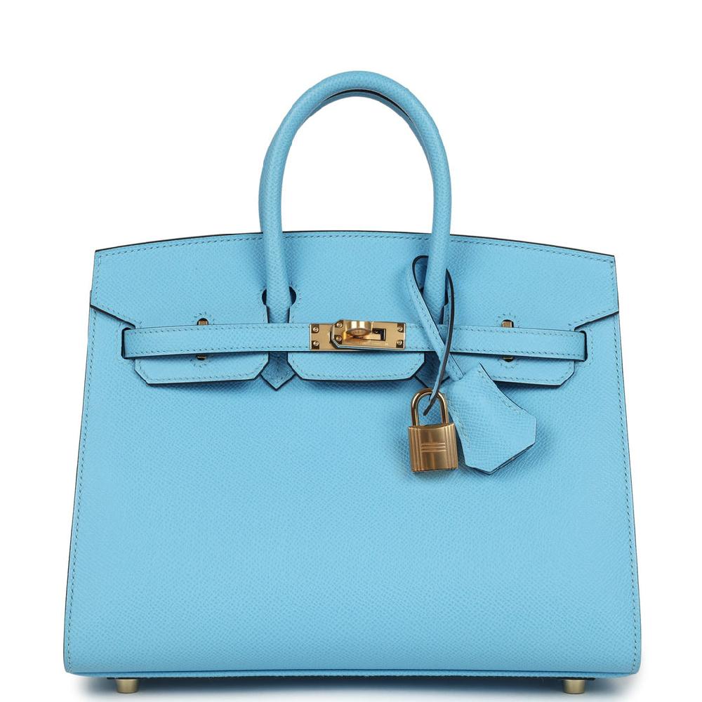 Hermes Birkin Sellier 25 Celeste Epsom Gold Hardware
