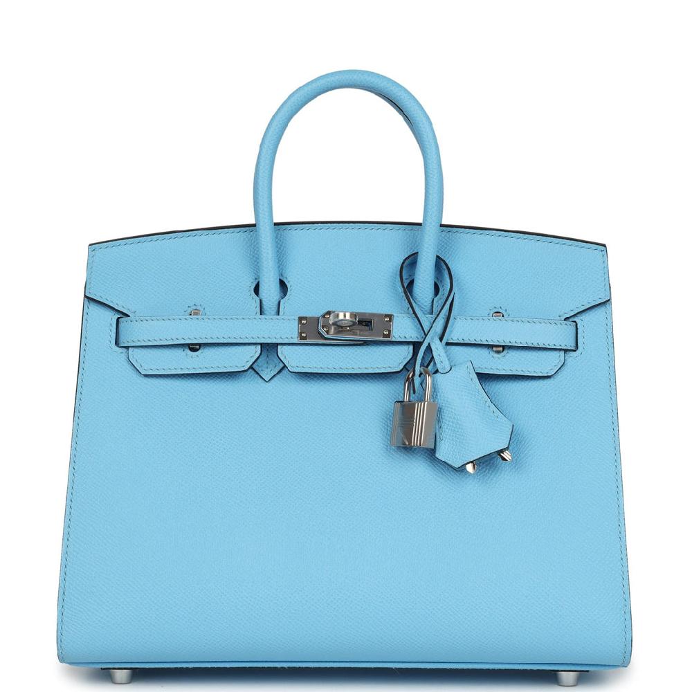 Hermes Birkin Sellier 25 Celeste Epsom Palladium Hardware