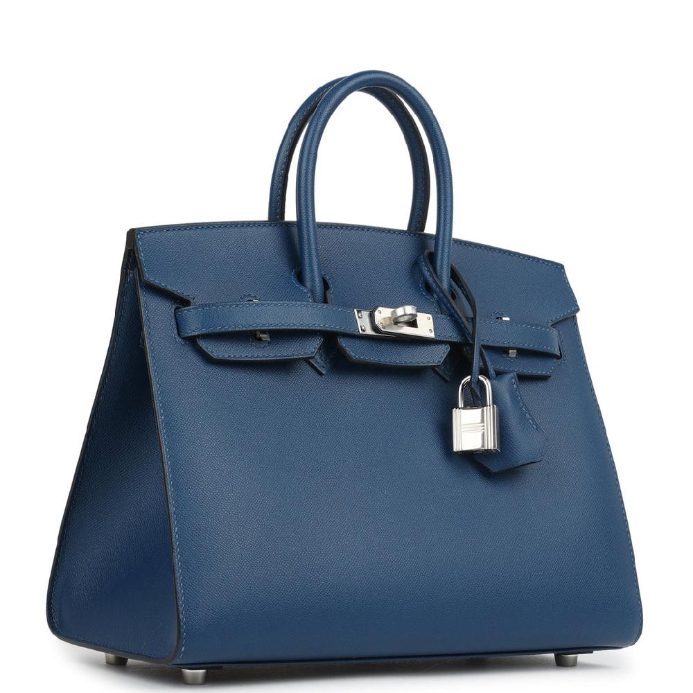 Hermes Birkin Sellier 25 Deep Bleu Madame Palladium Hardware