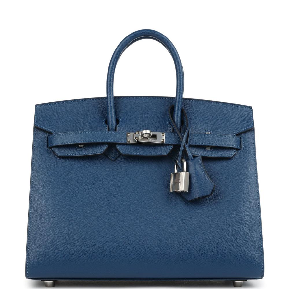 Hermes Birkin Sellier 25 Deep Bleu Madame Palladium Hardware