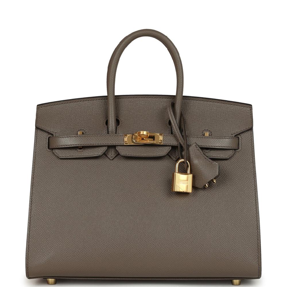 Hermes Birkin Sellier 25 Etain Epsom Gold Hardware