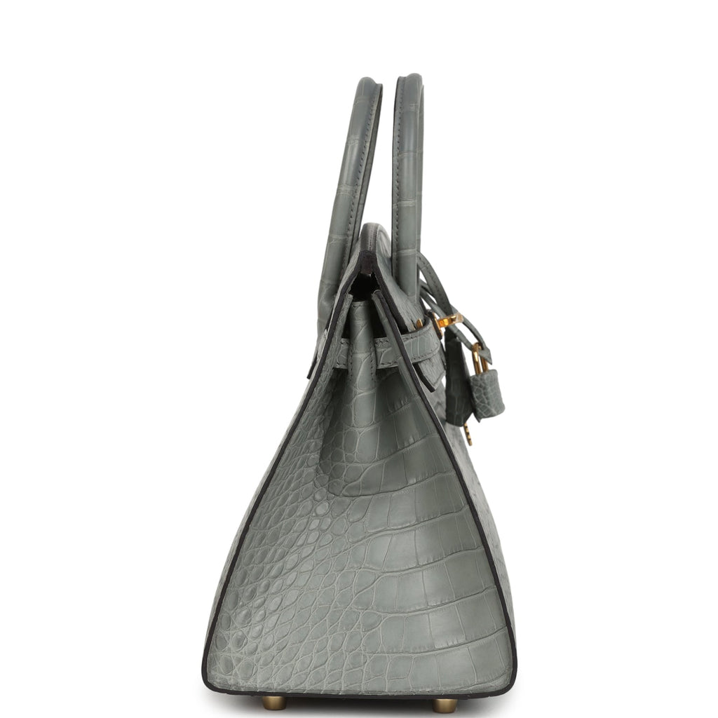 Hermes Birkin Sellier 25 Gris Ciment Matte Alligator Gold Hardware