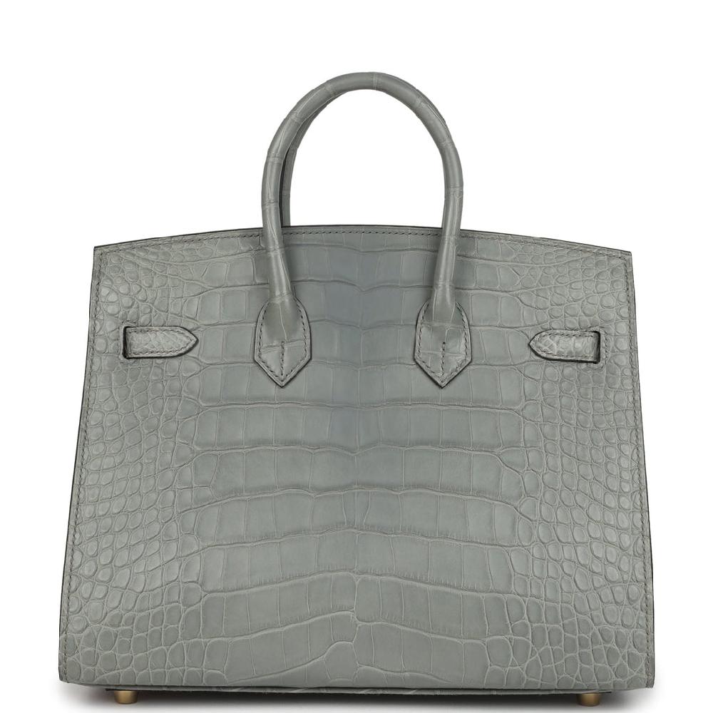 Hermes Birkin Sellier 25 Gris Ciment Matte Alligator Gold Hardware