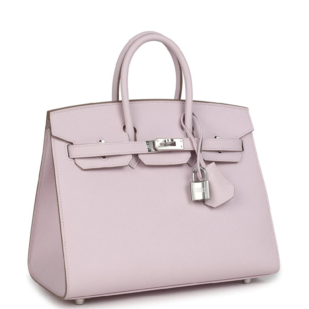 Hermes Birkin Sellier 25 Mauve Pale Epsom Palladium Hardware