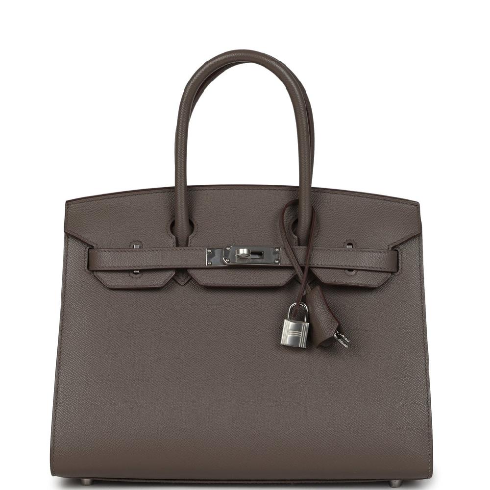 Hermes Birkin Sellier 30 Etain Epsom Palladium Hardware