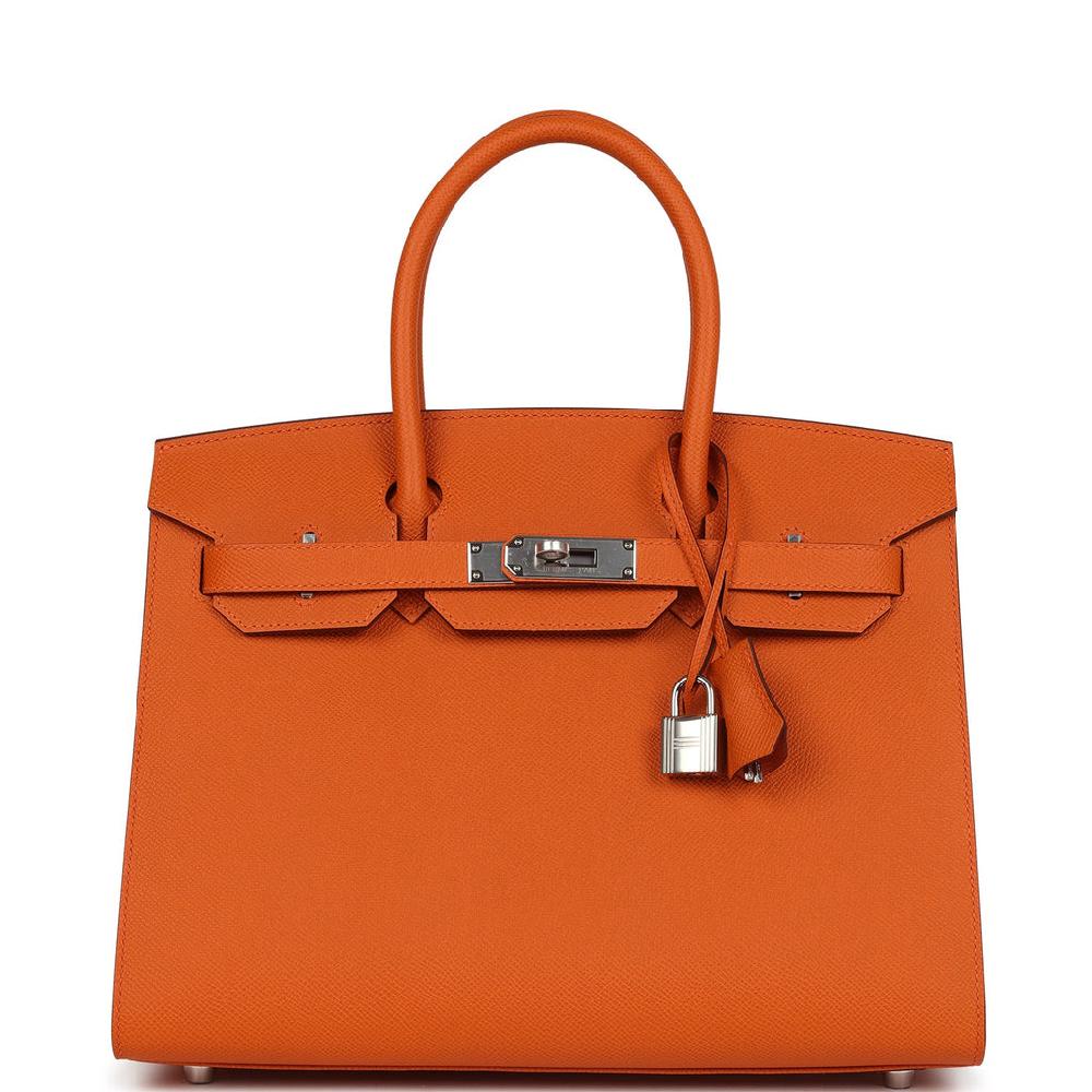 Hermes Birkin Sellier 30 Orange Epsom Palladium Hardware