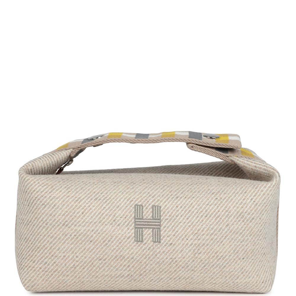 Hermes Bride-A-Brac Au Carre Case PM Seigle Wool Palladium Hardware