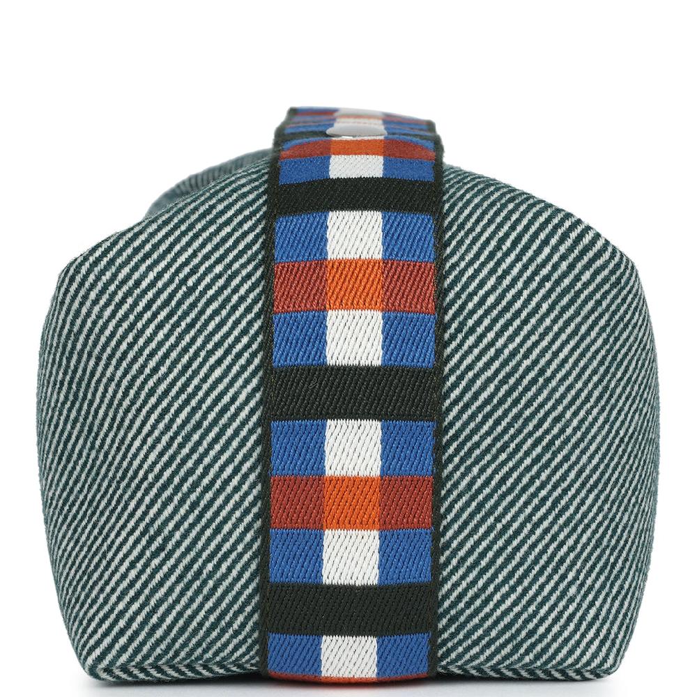 Hermes Bride-A-Brac Au Carre Case PM Vert Foret H Natte Canvas And Wool Palladium Hardware