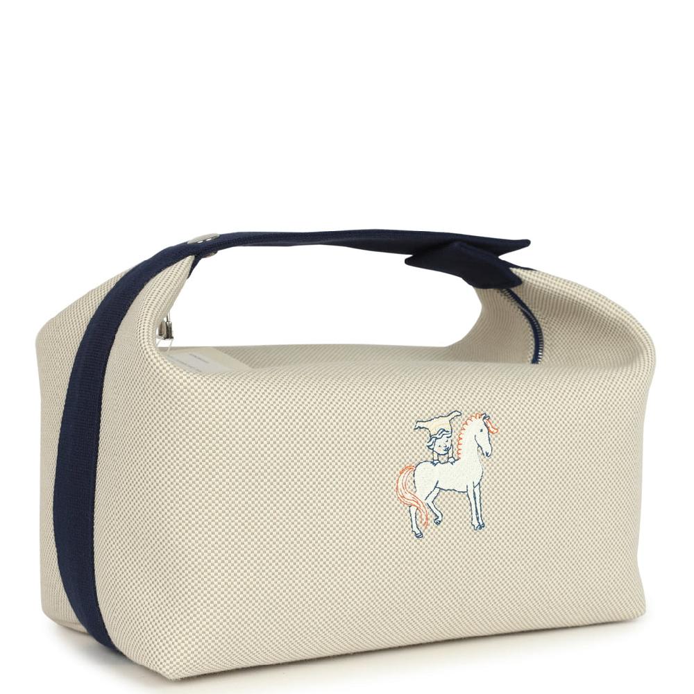 Hermes Bride A Brac Cabriole GM Gris Perle And Bleu Canvas Palladium Hardware