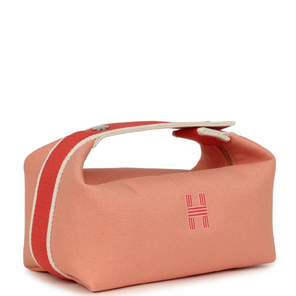 Hermes Bride A Brac Carre Case PM Goyave Canvas Palladium Hardware