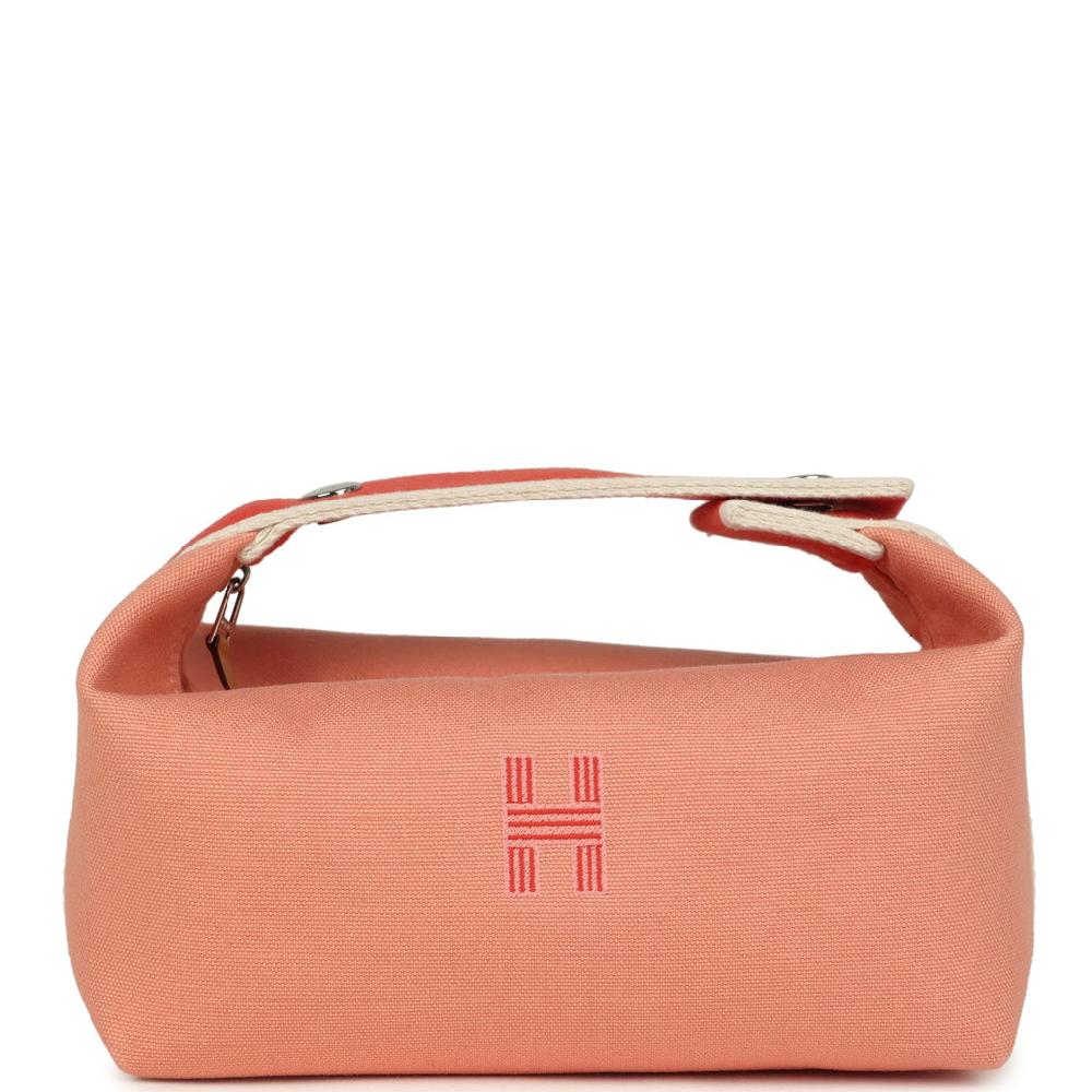 Hermes Bride A Brac Carre Case PM Goyave Canvas Palladium Hardware