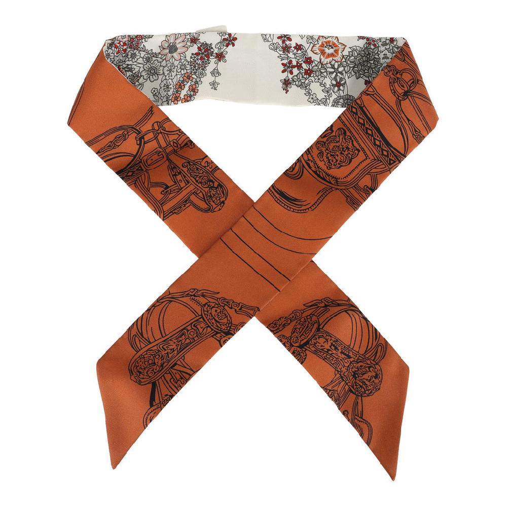 Hermes "Brides de Gala En Fleur" Cuir Multi Silk Twilly Pair