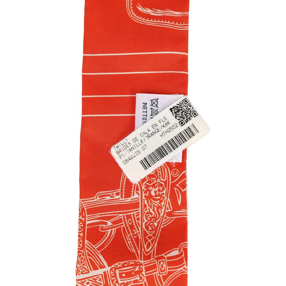 Hermes "Brides De Gala En Fleur" Vanille Orange And Kaki Multi Silk Twilly